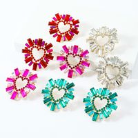 Wholesale Jewelry 1 Pair Glam Heart Shape Alloy Artificial Gemstones Ear Studs main image 11