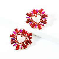 Wholesale Jewelry 1 Pair Glam Heart Shape Alloy Artificial Gemstones Ear Studs main image 6