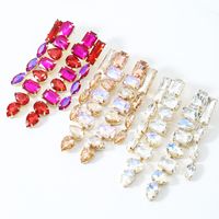 Wholesale Jewelry 1 Pair Shiny Square Water Droplets Alloy Artificial Gemstones Drop Earrings main image 4