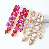 Wholesale Jewelry 1 Pair Shiny Square Water Droplets Alloy Artificial Gemstones Drop Earrings main image 2