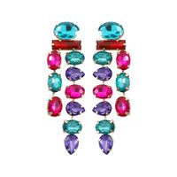 Wholesale Jewelry 1 Pair Luxurious Oval Water Droplets Alloy Artificial Gemstones Drop Earrings sku image 1
