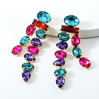 Wholesale Jewelry 1 Pair Luxurious Oval Water Droplets Alloy Artificial Gemstones Drop Earrings main image 5