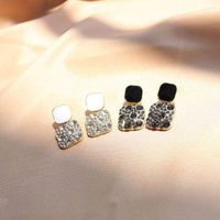 Wholesale Jewelry 1 Pair Modern Style Square Alloy Artificial Diamond Gold Plated Drop Earrings main image 6
