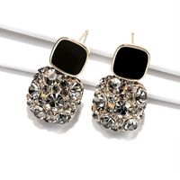 Wholesale Jewelry 1 Pair Modern Style Square Alloy Artificial Diamond Gold Plated Drop Earrings sku image 3