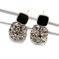 Wholesale Jewelry 1 Pair Modern Style Square Alloy Artificial Diamond Gold Plated Drop Earrings main image 2