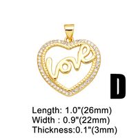 1 Piece Copper Zircon Letter Heart Shape INS Style sku image 4