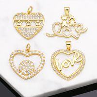 1 Piece Copper Zircon Letter Heart Shape INS Style main image 1