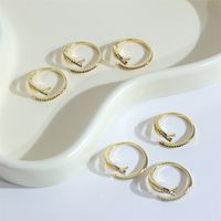 Simple Style Solid Color Copper Plating Inlay Zircon Gold Plated Open Ring main image 7