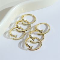 Simple Style Solid Color Copper Plating Inlay Zircon Gold Plated Open Ring main image 5