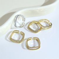 Simple Style Solid Color Copper Plating Inlay Zircon Gold Plated Open Ring main image 9