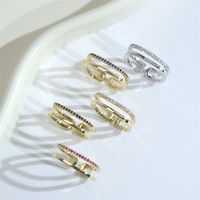 Simple Style Solid Color Copper Plating Inlay Zircon Gold Plated Open Ring main image 1
