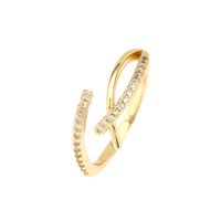 Simple Style Solid Color Copper Plating Inlay Zircon Gold Plated Open Ring sku image 3