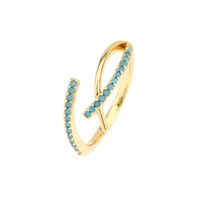 Simple Style Solid Color Copper Plating Inlay Zircon Gold Plated Open Ring sku image 3