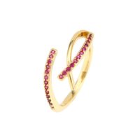 Simple Style Solid Color Copper Plating Inlay Zircon Gold Plated Open Ring sku image 4