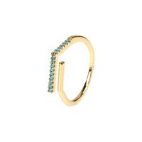 Simple Style Solid Color Copper Plating Inlay Zircon Gold Plated Open Ring sku image 6