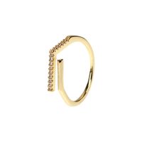 Simple Style Solid Color Copper Plating Inlay Zircon Gold Plated Open Ring sku image 1