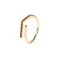 Simple Style Solid Color Copper Plating Inlay Zircon Gold Plated Open Ring sku image 6
