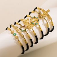 Ins Style Mama Cross Devil's Eye Bee Rope Copper 18k Gold Plated Zircon Bracelets In Bulk main image 1