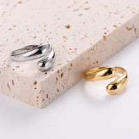 304 Stainless Steel 18K Gold Plated Simple Style Plating Solid Color No Inlaid Open Ring main image 4