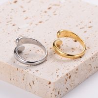 304 Stainless Steel 18K Gold Plated Simple Style Plating Solid Color No Inlaid Open Ring main image 3