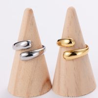 304 Stainless Steel 18K Gold Plated Simple Style Plating Solid Color No Inlaid Open Ring main image 2