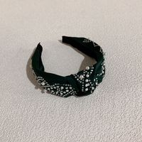 Korean Style Solid Color Cloth Inlay Rhinestones Pearl Hair Band main image 4