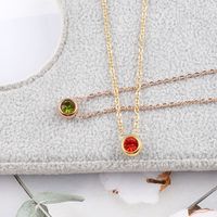 Wholesale 1 Piece Lady Round Stainless Steel Titanium Steel 18k Gold Plated Zircon Pendant Necklace main image 3