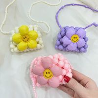 Mädchen Mini Pvc Lächelndes Gesicht Blume Süß Quadrat Offen Schultertasche Handtasche Umhängetasche main image 6