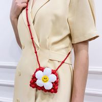 Girl's Mini Pvc Smiley Face Flower Cute Square Open Shoulder Bag Handbag Crossbody Bag main image 2