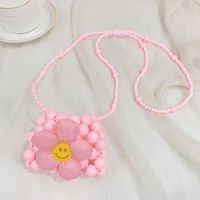 Girl's Mini Pvc Smiley Face Flower Cute Square Open Shoulder Bag Handbag Crossbody Bag sku image 4