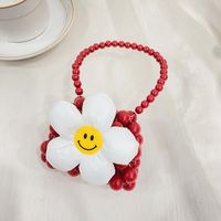 Girl's Mini Pvc Smiley Face Flower Cute Square Open Shoulder Bag Handbag Crossbody Bag sku image 1