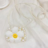 Mädchen Mini Pvc Lächelndes Gesicht Blume Süß Quadrat Offen Schultertasche Handtasche Umhängetasche sku image 8