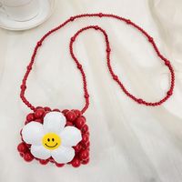 Girl's Mini Pvc Smiley Face Flower Cute Square Open Shoulder Bag Handbag Crossbody Bag sku image 2