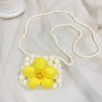 Girl's Mini Pvc Smiley Face Flower Cute Square Open Shoulder Bag Handbag Crossbody Bag sku image 6