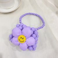 Mädchen Mini Pvc Lächelndes Gesicht Blume Süß Quadrat Offen Schultertasche Handtasche Umhängetasche sku image 9