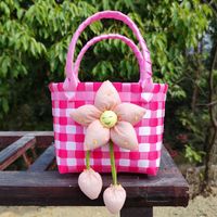 Girl's Spring&summer Pvc Color Block Cute Square Open Handbag Straw Bag sku image 8