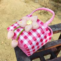 Girl's Spring&summer Pvc Color Block Cute Square Open Handbag Straw Bag main image 3