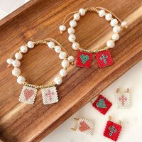 Simple Style Cross Heart Shape Freshwater Pearl Seed Bead Copper Beaded Bracelets main image 2