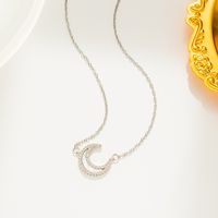 Style Simple Lune Acier Au Titane Incruster Strass Coquille Collier main image 3