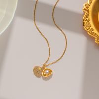 Simple Style Shell Titanium Steel Inlay Pearl Pendant Necklace sku image 2