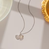Simple Style Shell Titanium Steel Inlay Pearl Pendant Necklace sku image 3