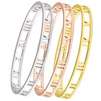Wholesale 1 Piece Simple Style Letter Solid Color Titanium Steel 18k Gold Plated Bangle main image 2