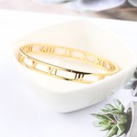 Wholesale 1 Piece Simple Style Letter Solid Color Titanium Steel 18k Gold Plated Bangle main image 3
