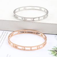 Wholesale 1 Piece Simple Style Letter Solid Color Titanium Steel 18k Gold Plated Bangle main image 1