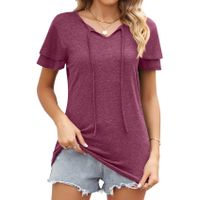 Women's T-shirt Short Sleeve T-shirts Casual Solid Color main image 4
