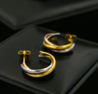 1 Pair Simple Style C Shape Plating Titanium Steel 18k Gold Plated Ear Studs main image 5