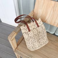 Women's Medium Spring&summer Cotton Beach Shoulder Bag Bucket Bag Straw Bag main image 3