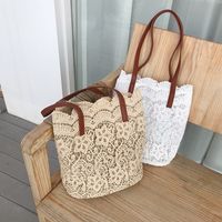 Women's Medium Spring&summer Cotton Beach Shoulder Bag Bucket Bag Straw Bag main image 6