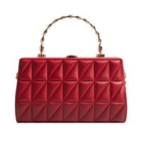Women's Small All Seasons Pu Leather Solid Color Vintage Style Square Lock Clasp Handbag sku image 2