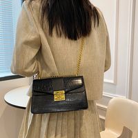 Women's Small Pu Leather Solid Color Vintage Style Square Lock Clasp Crossbody Bag main image 4